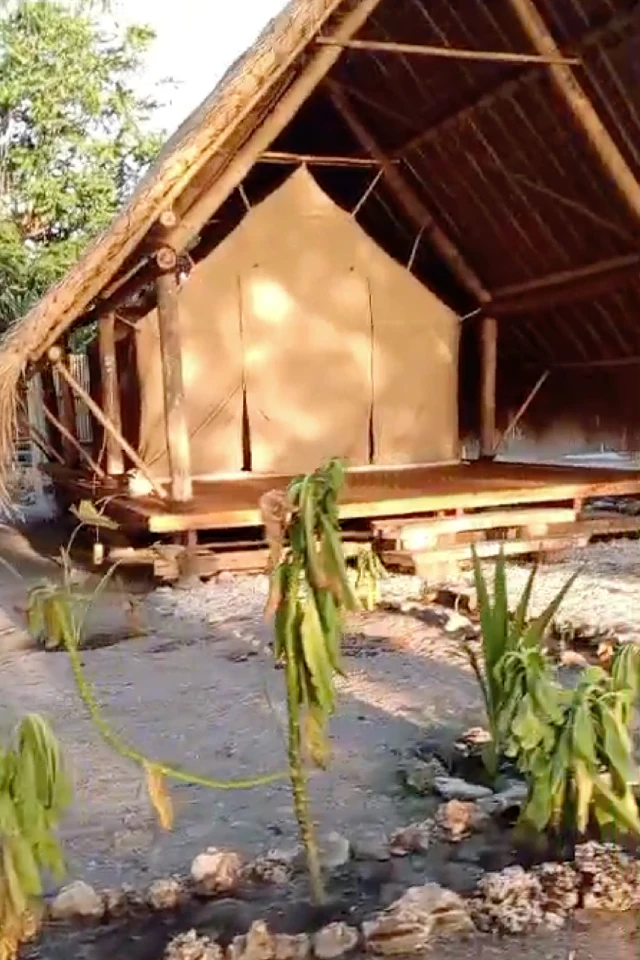Moyo glamping cabin with tent on the beach